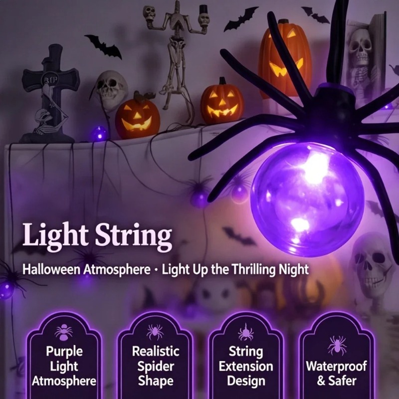 String Light Outdoor - Pille Çalışan Örümcek LED Işık Zinciri,
