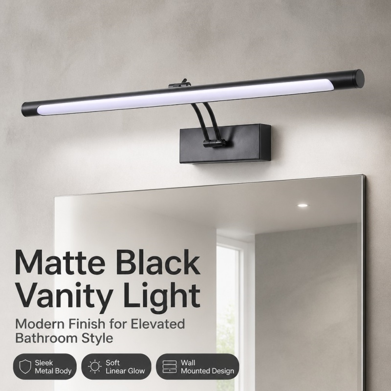 Foyer Lighting Wall Decor - Modern LED Ayna Işık Minimalist Siyah