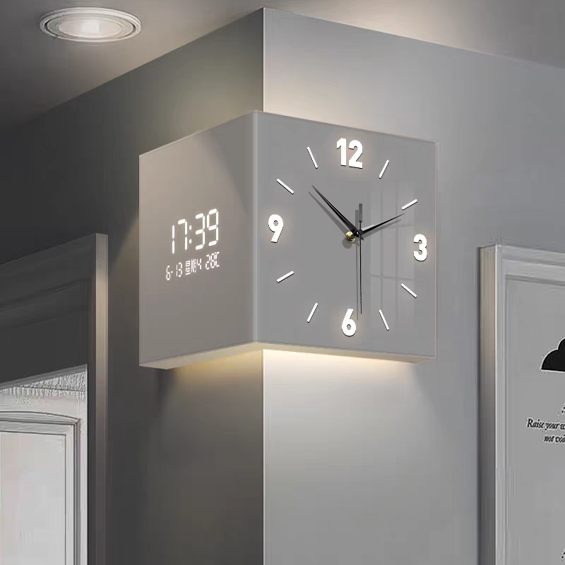 Foyer Lighting Wall Decor - Modern Yaratıcı Duvar Saati Köşe Çift