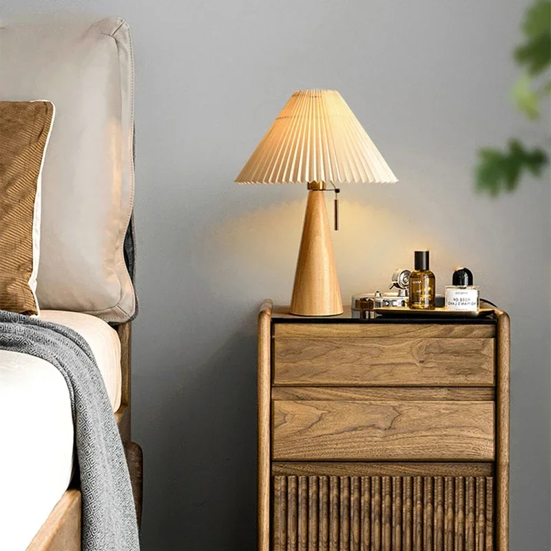 Lighting Decor Bedroom - Retro Pileli Masa Lambası İskandinav Masif