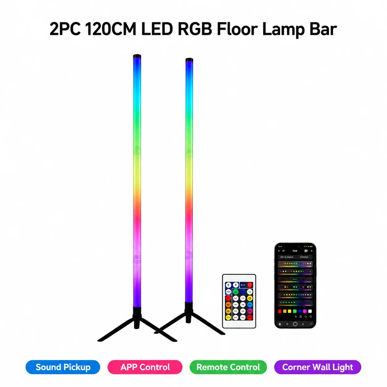 2 Adet 120CM RGB Yer Lambası,  - Home Lighting And Decor incelemesi ve fiyatı