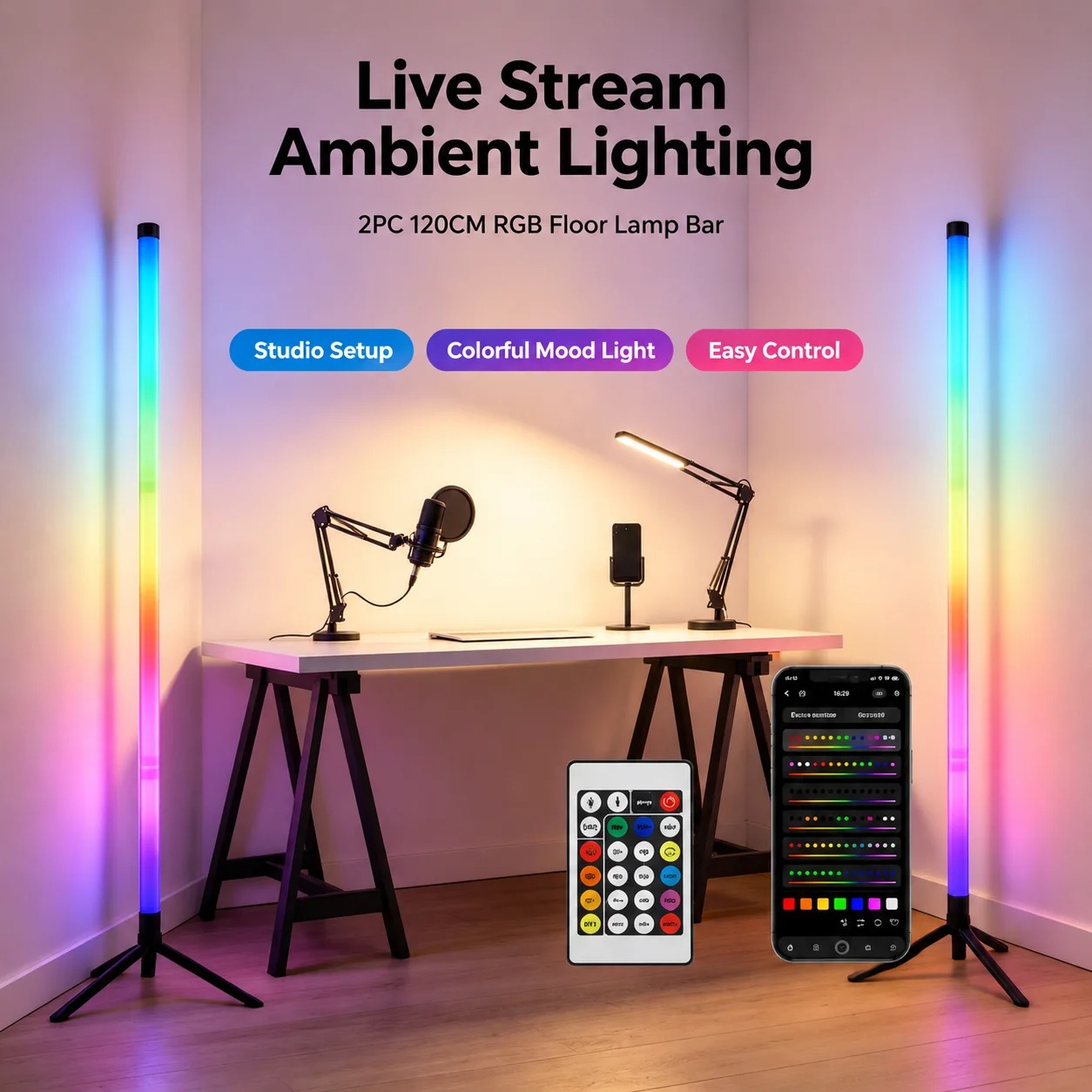 2 Adet 120CM RGB Yer Lambası,  - Home Lighting And Decor incelemesi ve fiyatı
