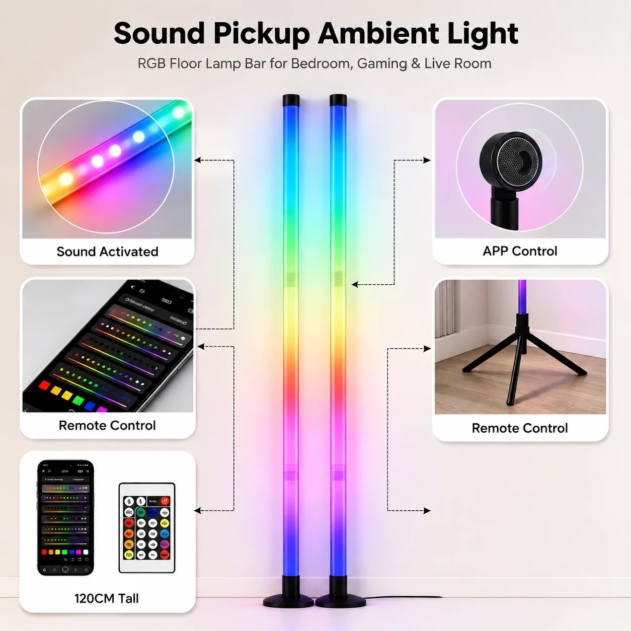 2 Adet 120CM RGB Yer Lambası,  - Home Lighting And Decor incelemesi ve fiyatı